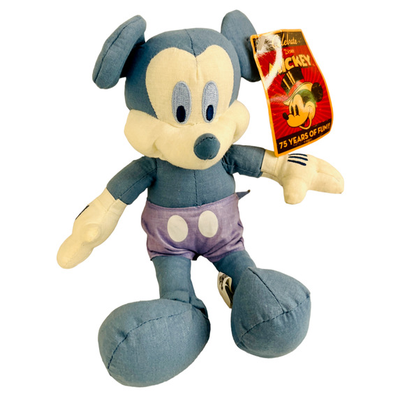 Blue Mickey Mouse Plush Toy Factory Celebrate 75 Years of Fun Disney 10" New NWT - Picture 1 of 16